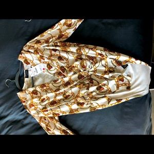 Zara printed bodysuit With chain detail